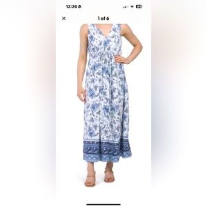 Lucky Brand Maxi Dress Plus Sz 3X NWT Blue White Paisley Sleeveless Boho Prairie